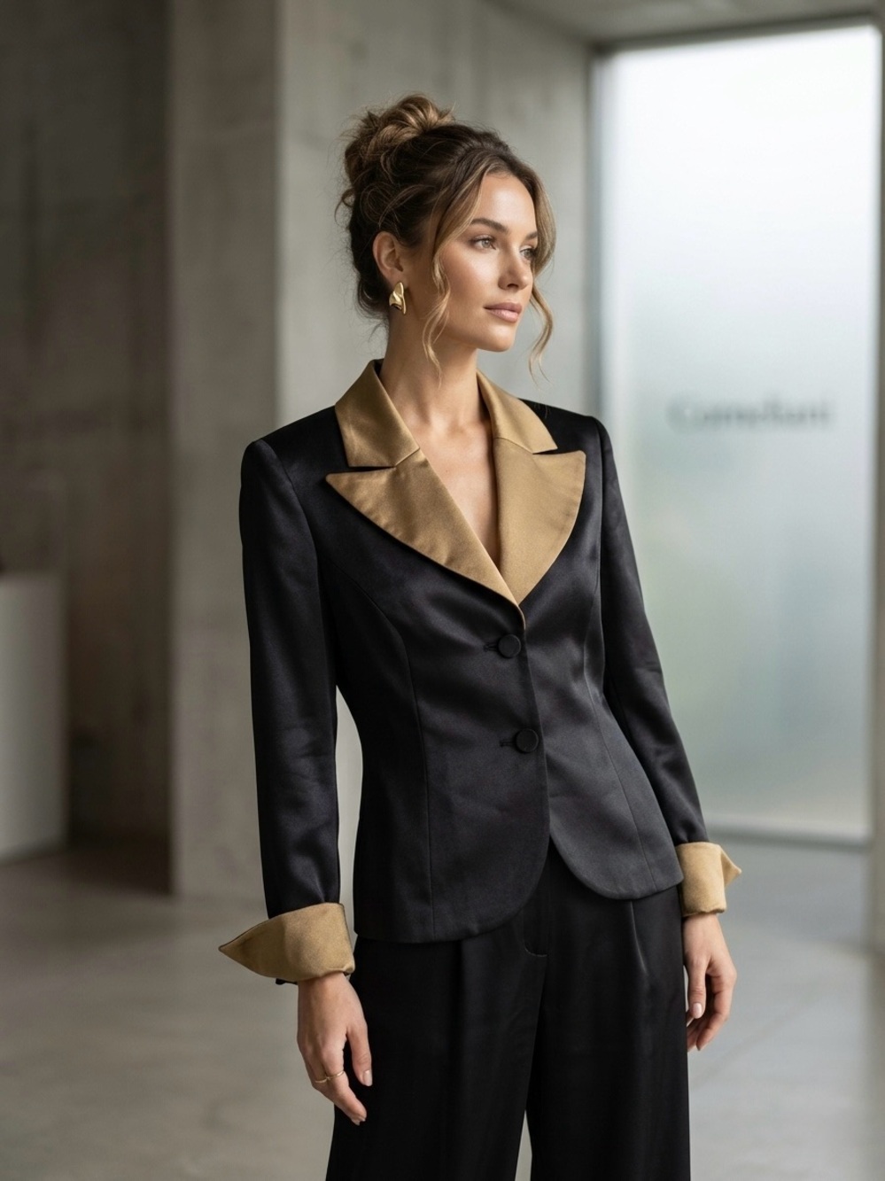 Corneliani Italian Silk-Satin Bi-Color Contrast Peak Lapel Tuxedo Jacket S/M
